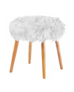 WHITE FAUX FUR STOOL