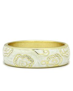 Gold White Metal Bangle with Top Grade Crystal in Clear