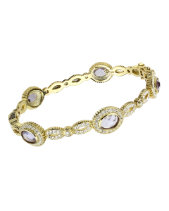 Gold Brass Bangle with Synthetic in Light Amethyst