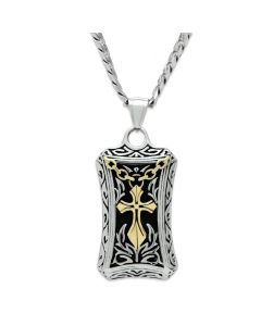 Gold+Rhodium Stainless Steel Chain Pendant with No Stone