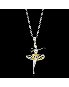 Gold+Rhodium 925 Sterling Silver Chain Pendant with AAA Grade CZ in Topaz