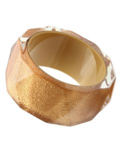 Resin Bangle with Synthetic Stone in Brown