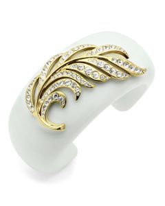  Brass Bangle with Synthetic Synthetic Stone in White