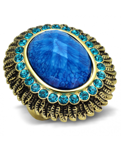 Stainless Steel Ring with Synthetic Synthetic Stone in Sea Blue